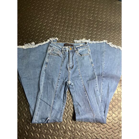 Purple Candy Wide-Leg Flare Jeans Women’s Small – High Waist Frayed Hem - Picture 1 of 5